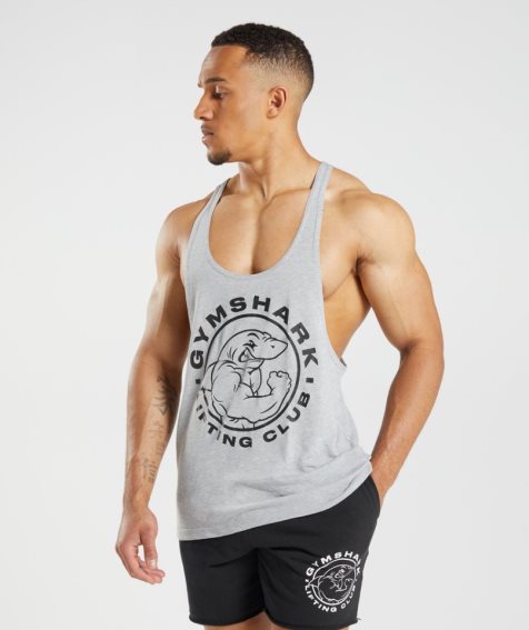 Men's Gymshark Legacy Stringer Tanks Light Grey | NZ 2SDZUJ